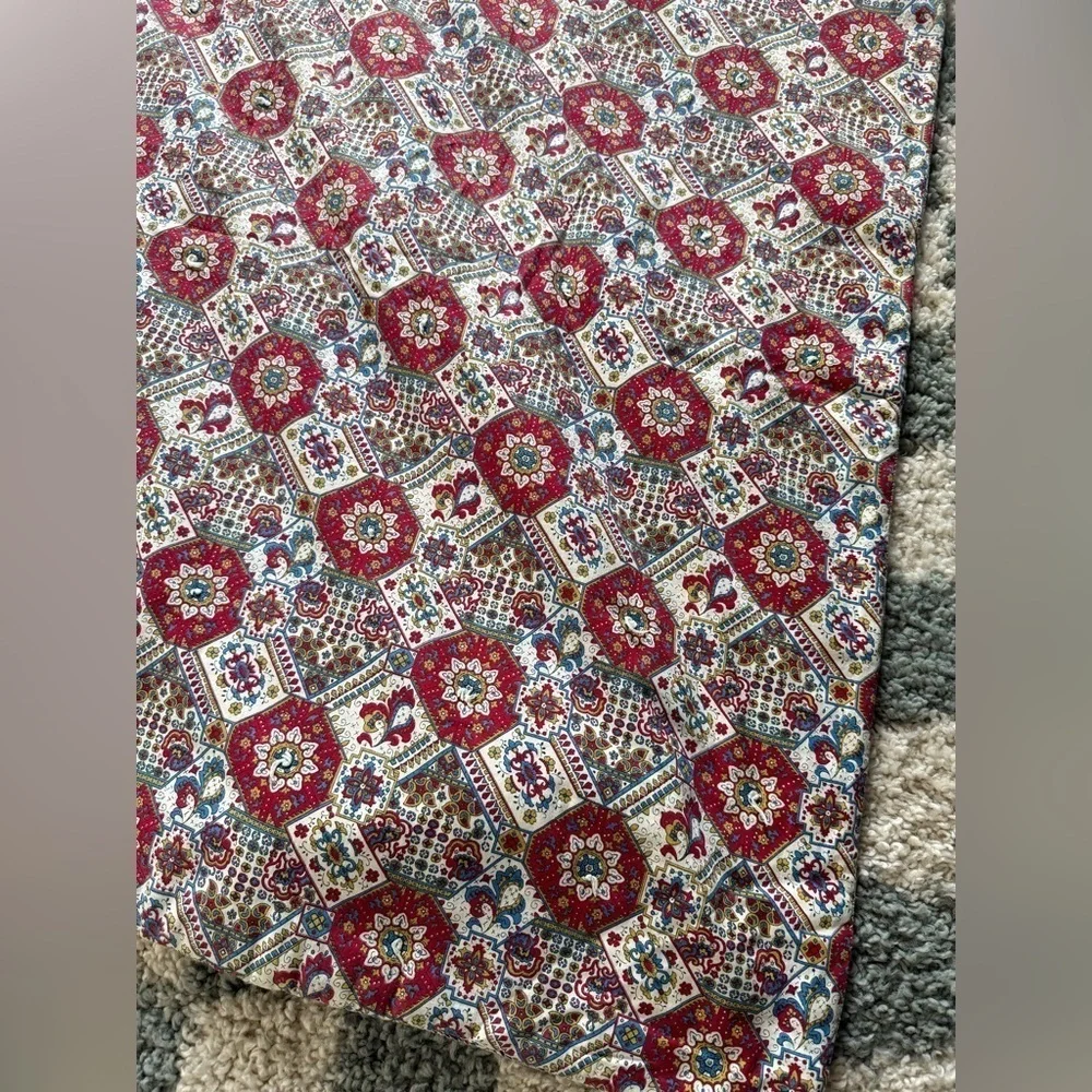 VTG Quilt Blanket Paisley Pattern Blanket Multi Color Boho Hippie Blanket Large